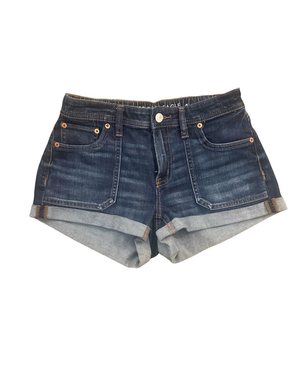 NWT American Eagle Outfitters Dark Blue Rolled-Hem Denim Shorts 00